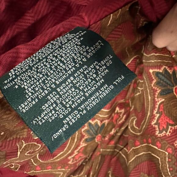 Vintage Ralph Lauren Abenhall Full Queen Comforter Reversible Red Gold Paisley - Picture 7 of 9